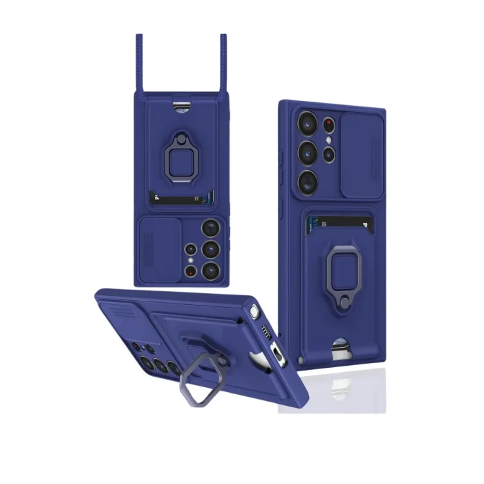 BUĞZ Samsung Galaxy S25 Ultra Kılıf Zuma Kartvizitli Yüzüklü Silikon - Lacivert