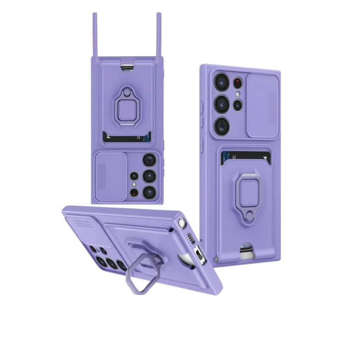BUĞZ Samsung Galaxy S25 Ultra Kılıf Zuma Kartvizitli Yüzüklü Silikon - Lila