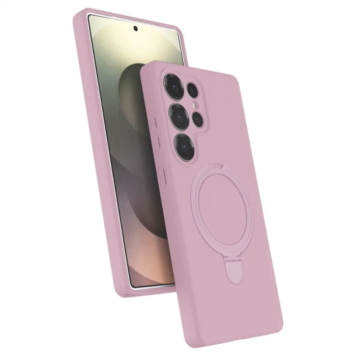 BUĞZ Samsung Galaxy S25 Ultra Regal Magsafe Standlı Kapak - Açık Pembe