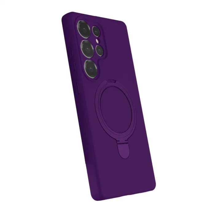 BUĞZ Samsung Galaxy S25 Ultra Regal Magsafe Standlı Kapak - Derin Mor