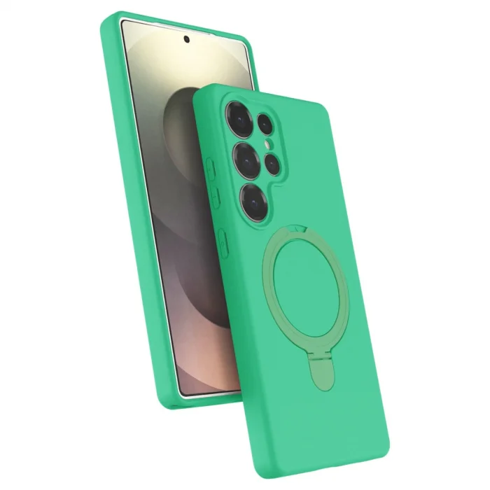 BUĞZ Samsung Galaxy S25 Ultra Regal Magsafe Standlı Kapak - Yeşil