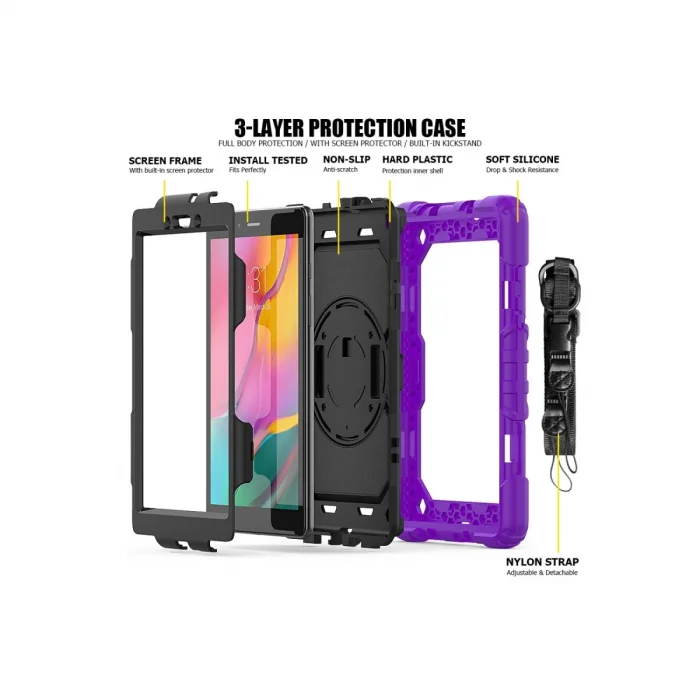 BUĞZ Samsung Galaxy T290 Tab A 8 Kılıf Pars Tablet Kapak - Mor