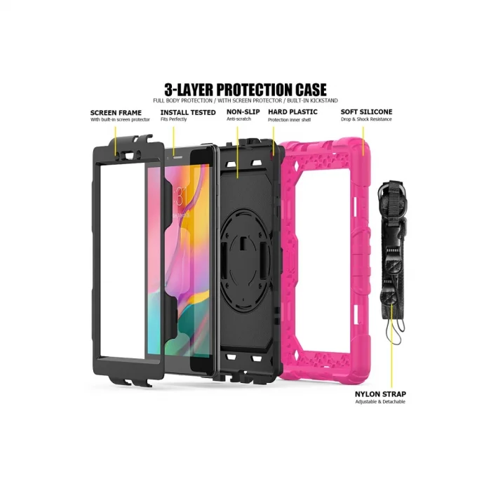 BUĞZ Samsung Galaxy T290 Tab A 8 Kılıf Pars Tablet Kapak - Pembe