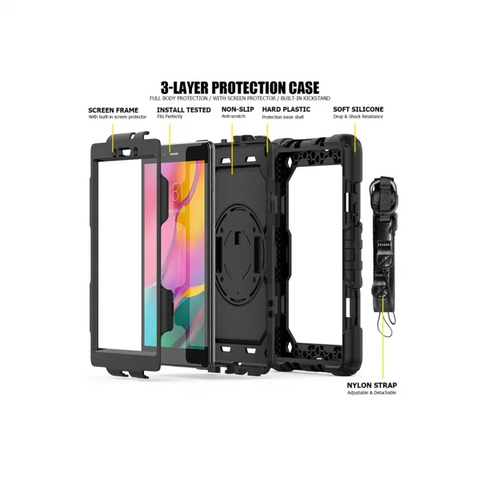 BUĞZ Samsung Galaxy T290 Tab A 8 Kılıf Pars Tablet Kapak - Siyah