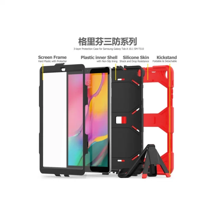 BUĞZ Samsung Galaxy T510 Tab A 10.1 Kılıf Griffin Tablet Kapak - Kırmızı