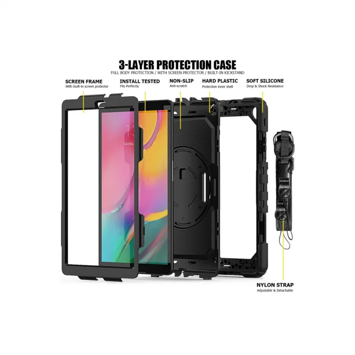 BUĞZ Samsung Galaxy T510 Tab A 10.1 Kılıf Pars Tablet Kapak - Siyah