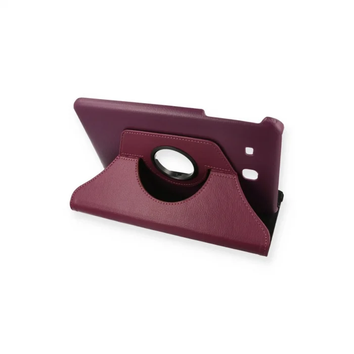 BUĞZ Samsung Galaxy T560 Tab E 9.7 Kılıf 360 Tablet Deri Kılıf - Mürdüm