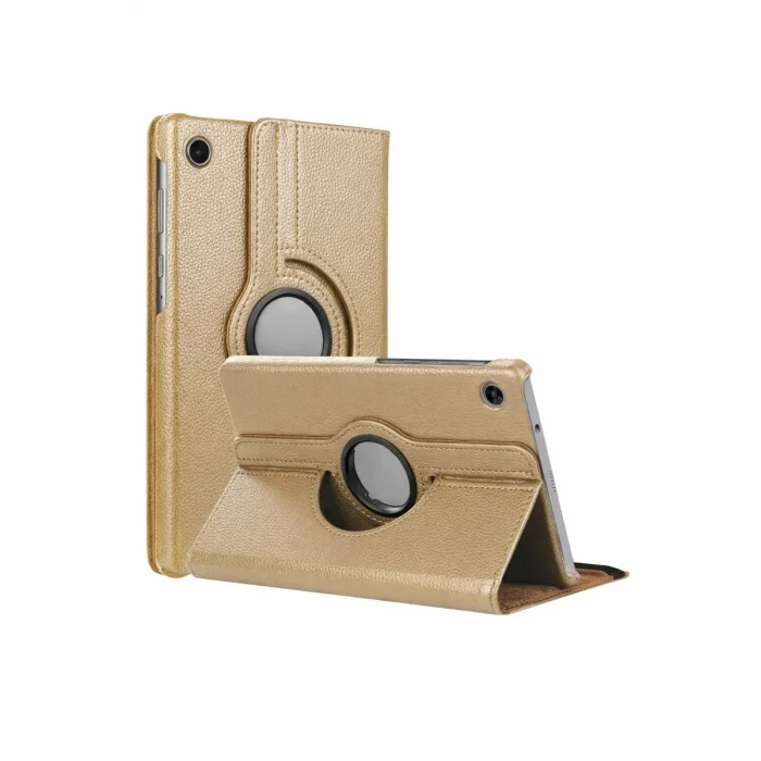 BUĞZ Samsung Galaxy Tab A11 360 Tablet Deri Kılıf - Gold