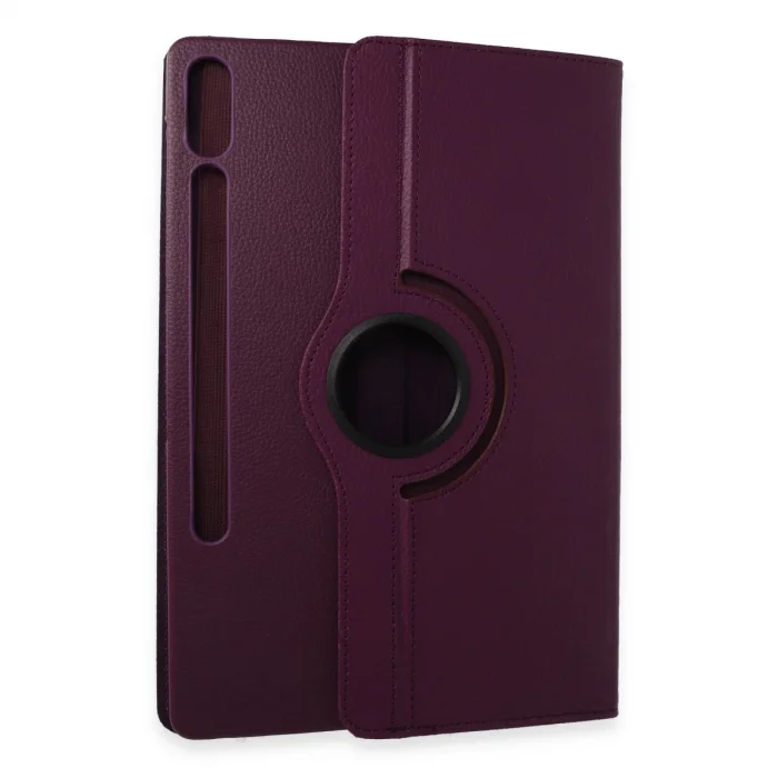 BUĞZ Samsung Galaxy X610 Tab S9 Fe Plus 12.4 Kılıf 360 Tablet Deri Kılıf - Mürdüm