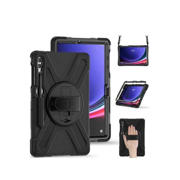 BUĞZ Samsung Galaxy X610 Tab S9 Fe Plus 12.4 Kılıf Amazing Tablet Kapak - Siyah