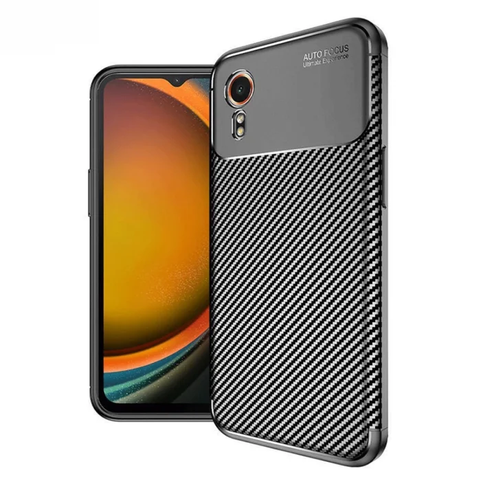 BUĞZ Samsung Galaxy Xcover 7 Kılıf Auto Focus Karbon Kapak - Siyah