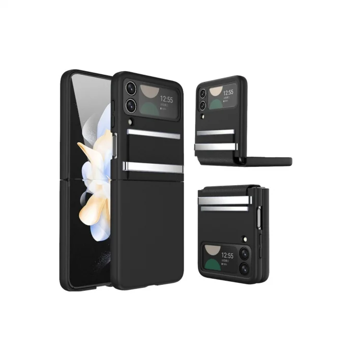 BUĞZ Samsung Galaxy Z Flip 3 Kılıf Belt Flip Kapak - Siyah