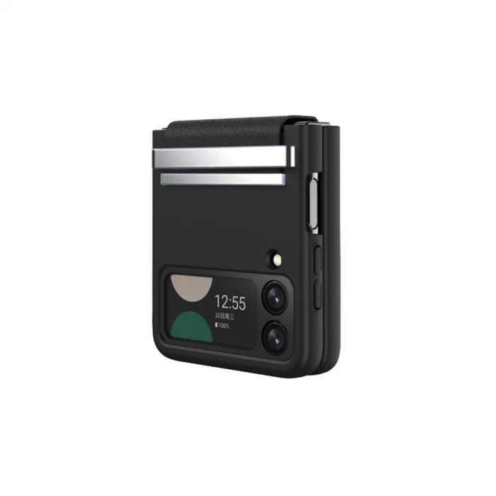 BUĞZ Samsung Galaxy Z Flip 3 Kılıf Belt Flip Kapak - Siyah