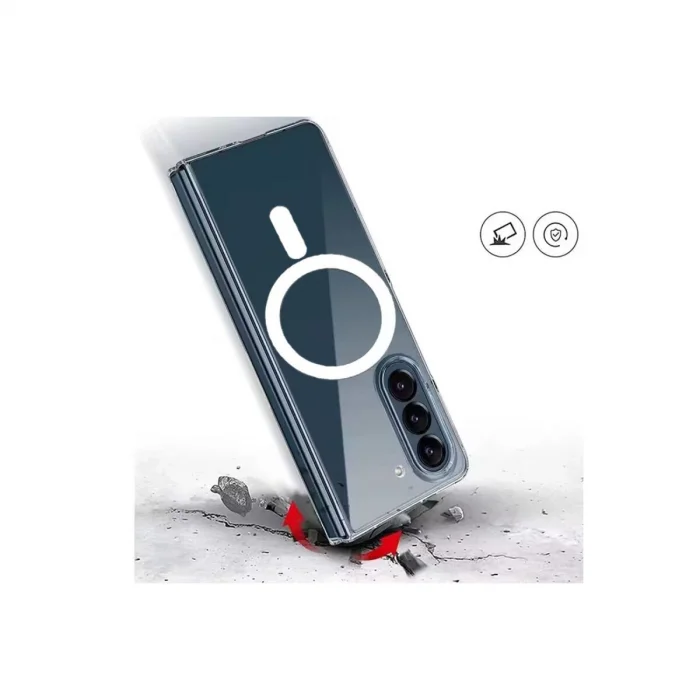BUĞZ Samsung Galaxy Z Fold 5 Kılıf Magneticsafe Şeffaf Silikon - Şeffaf