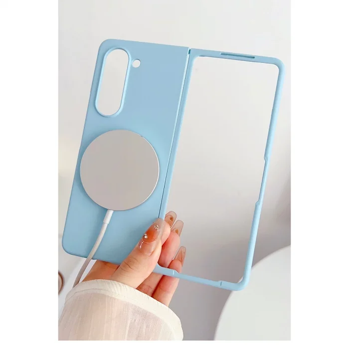 BUĞZ Samsung Galaxy Z Fold 5 Kılıf Mata Fold Kapak - Lila