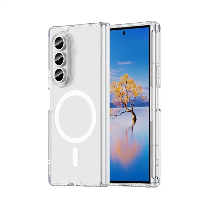 BUĞZ Samsung Galaxy Z Fold 7 Kılıf Magneticsafe Şeffaf Silikon - Şeffaf