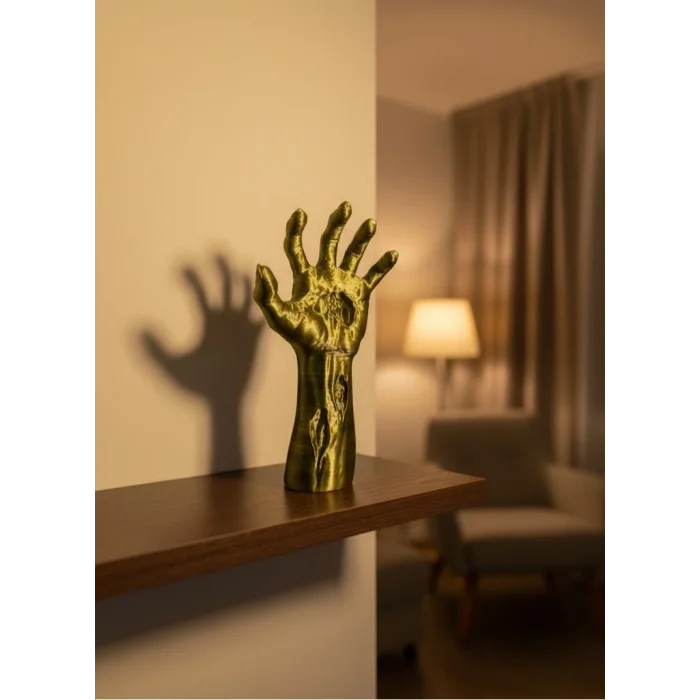 BUĞZ Sanatsal El Formu Heykel Altın Yeşil Tasarım Hediyelik Dekor