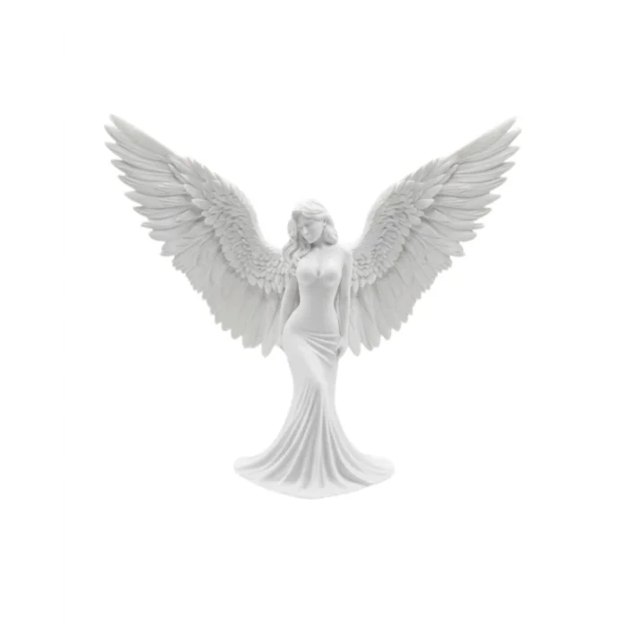 BUĞZ Sanatsal Melek Heykeli Kanatlı Kadın Figürlü 3D Dekoratif Biblo