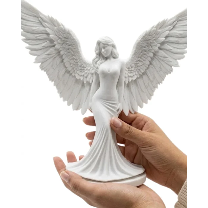 BUĞZ Sanatsal Melek Heykeli Kanatlı Kadın Figürlü 3D Dekoratif Biblo