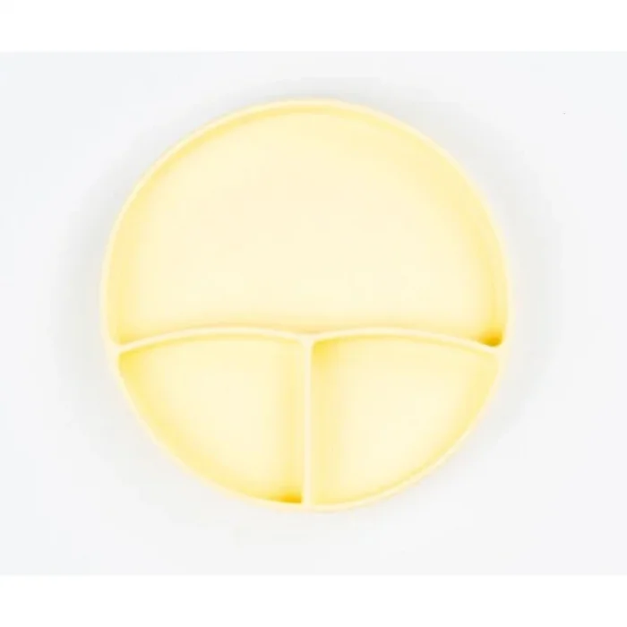 BUĞZ Sarı 3’lü Silikon Yemek Seti – Önlük + Diş Kaşıyıcılı Kaşık + Vakumlu Tabak