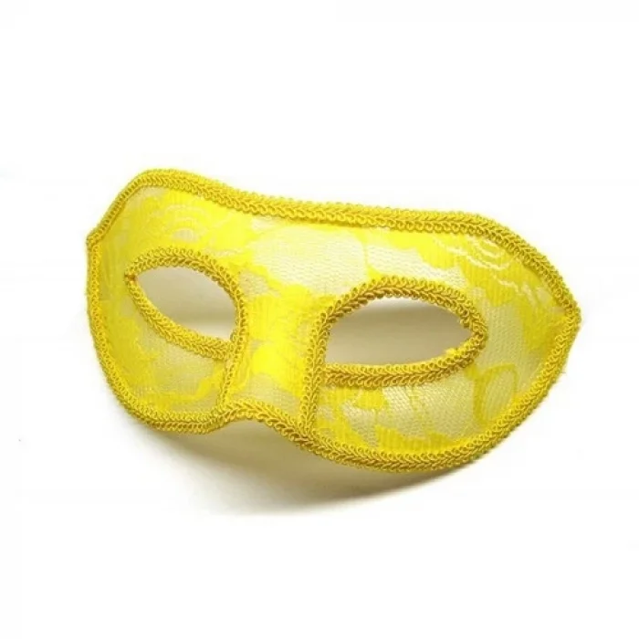  Sarı Dantel Tül Parti Maskesi