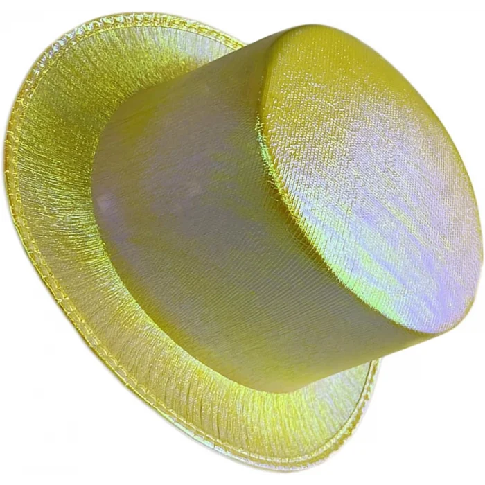  Sarı Renk Işıltılı Hologram Kumaş Kaplama Fötr Silindir Şapka Yetişkin Boy