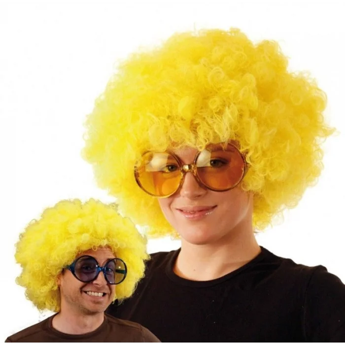 BUĞZ Sarı Renk Kıvırcık Afro Bonus Peruk Bx40