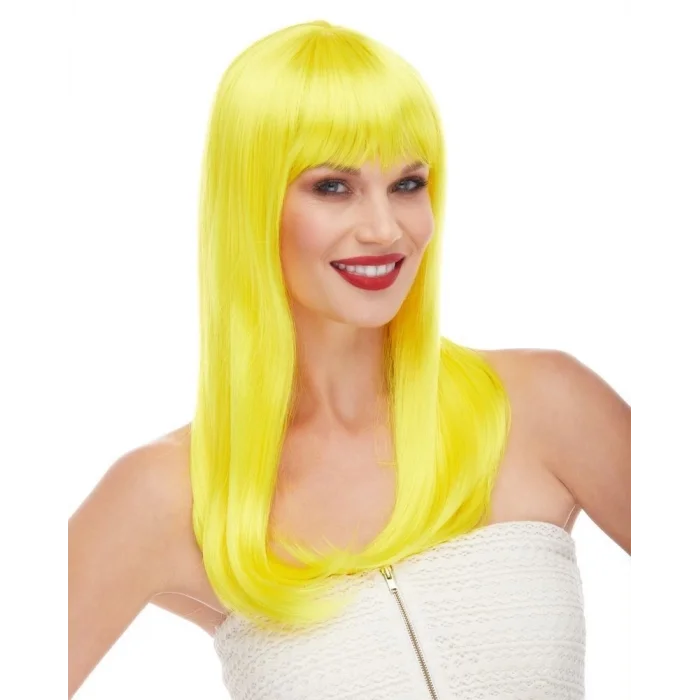 BUĞZ Sarı Renk Uzun Düz Parti Peruğu