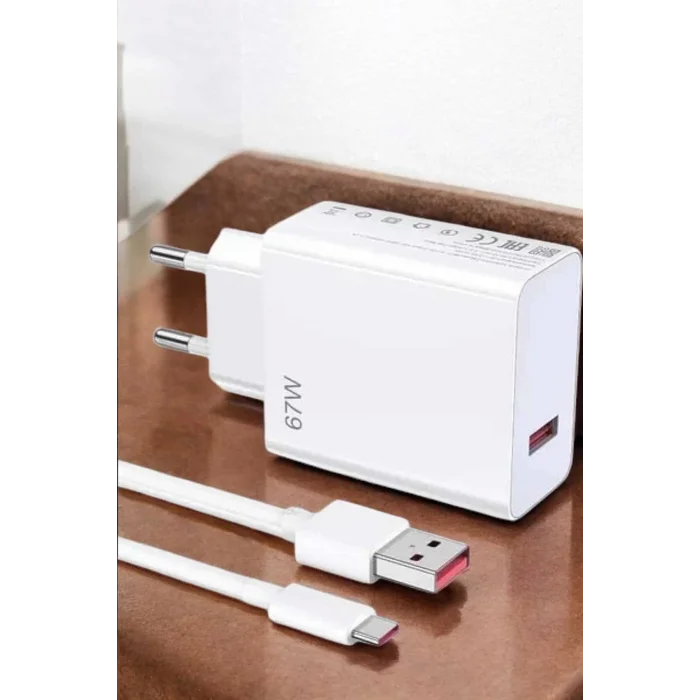  Şarj Aleti 67W Hızlı Şarj Turbo Type-C Uyumlu Şarj Adaptörü Kablosu