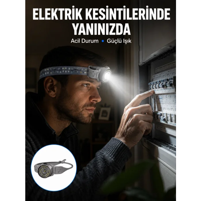 BUĞZ Şarj Edilebilir Kafa Feneri Kamp Tamir ve Outdoor Kullanımına Uygun