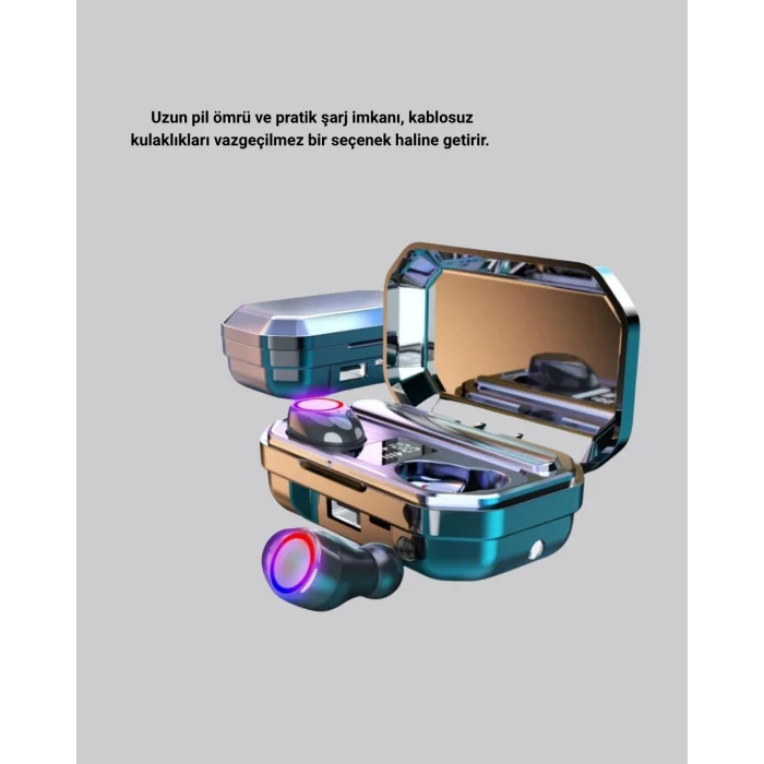 BUĞZ Şarj Kutulu Kablosuz Kulaklık Ergonomik Spor Seyahat Uyumlu Uzun Kullanım