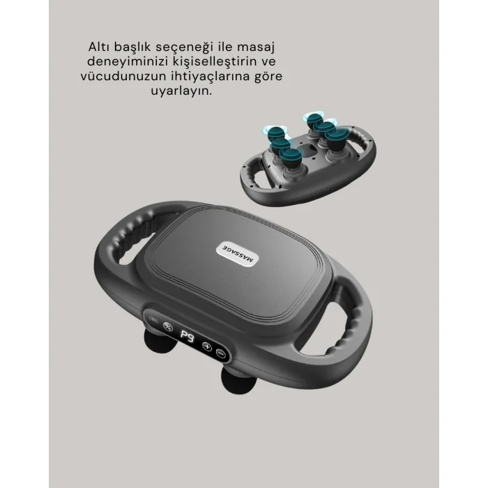 BUĞZ Şarjlı 6 Başlıklı Masaj Tabancası 2000 mAh Sessiz Güçlü Motor