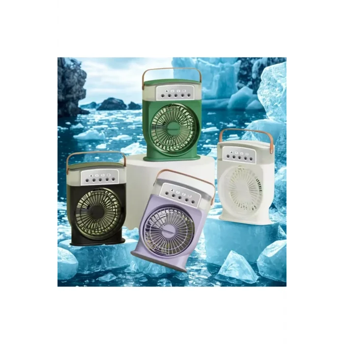 BUĞZ Şarjlı 600 Ml Su Hazneli Taşınabilir Masaüstü Vanilatör  Güçlü Fan Ve 2000 Mah Pil Beyaz
