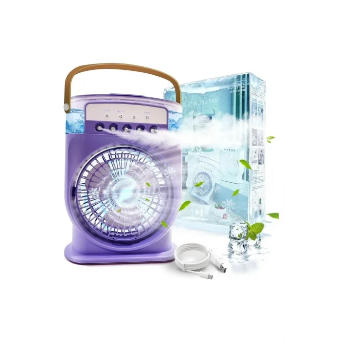 BUĞZ Şarjlı 600 Ml Su Hazneli Taşınabilir Masaüstü Vanilatör  Güçlü Fan Ve 2000 Mah Pil Yeşil