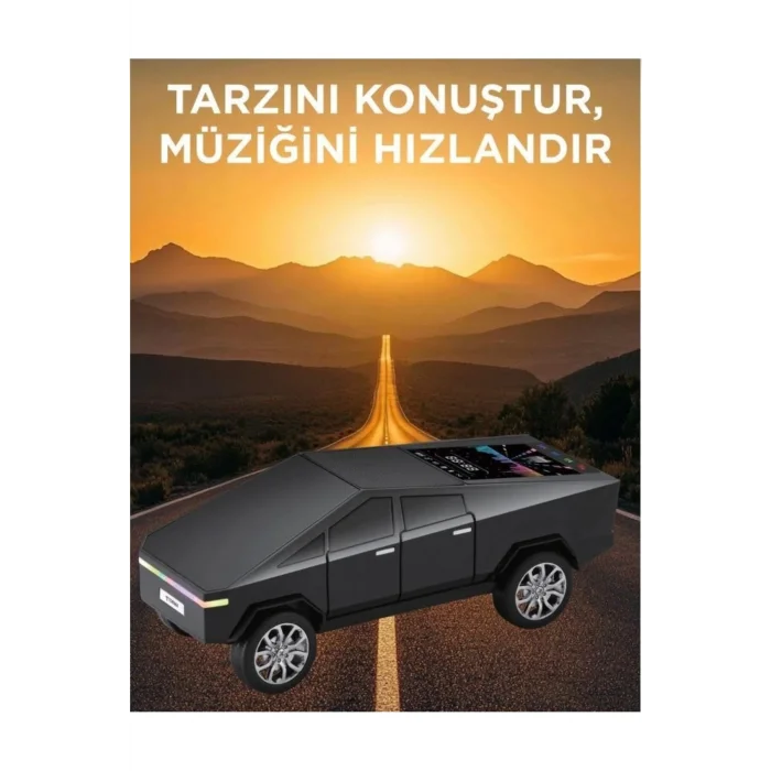 BUĞZ Şarjlı araba tasarımlı siyah Bluetooth hoparlör 15W FM radyo SD kart USB destekli