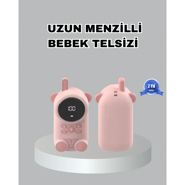 BUĞZ Şarjlı Bebek Telsizi Uzun Mesafe 22 Kanal LCD Ekran VOX Modu 400 mAh