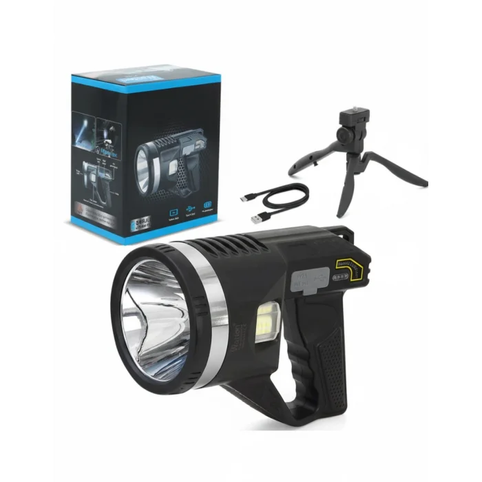 BUĞZ Şarjlı Dev Boy El Feneri Tripod Ayaklı Parlak LED El Lambası Kamp, Av ve Güvenlik İçin İdeal