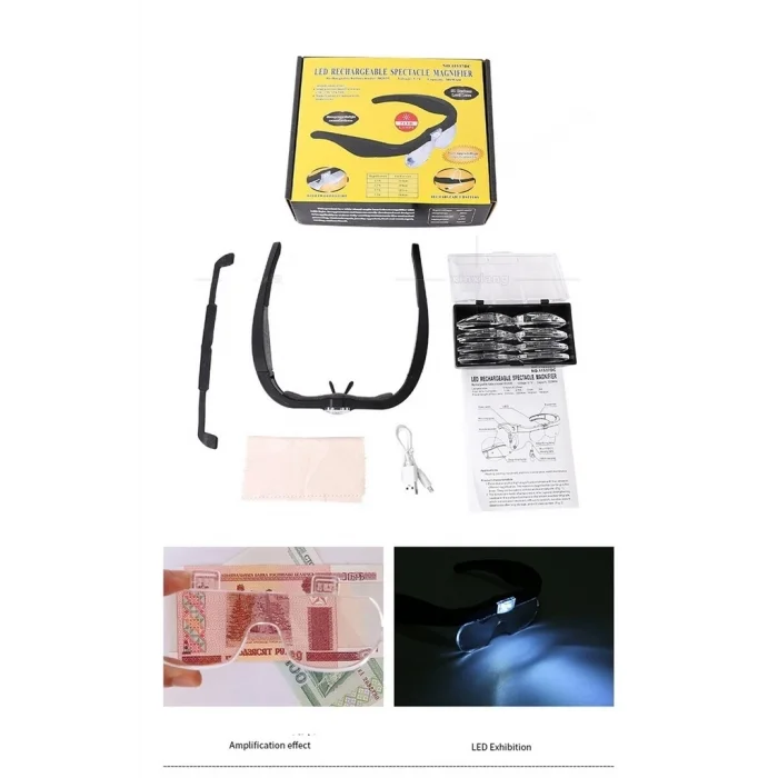 BUĞZ Şarjlı Gözlük Büyüteç  4 Farklı Lens 11537dc