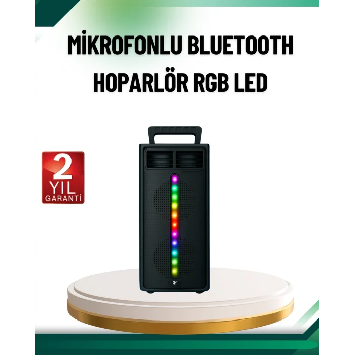 BUĞZ Şarjlı Işıklı Bluetooth Hoparlör | USB, AUX, TF Kart ve Radyo Destekli
