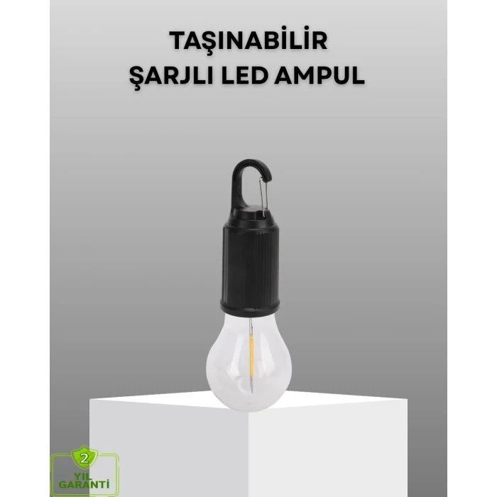 BUĞZ Şarjlı Kancalı LED Lamba – Kamp, Balkon ve Acil Durum Işığı