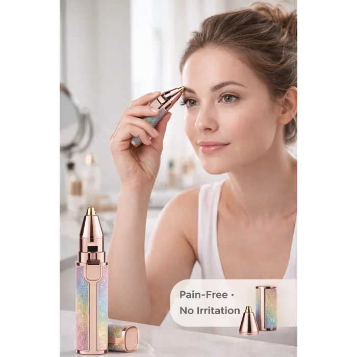 BUĞZ Şarjlı Kaş ve Yüz Tüy Temizleyici, Acısız Pürüzsüzlük Sunan Paslanmaz Çelik Başlıklı