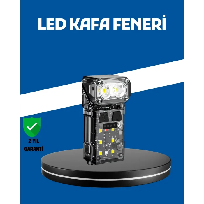 BUĞZ Şarjlı LED Kafa Lambası Manyetik Klipsli El Sensörlü Çok Fonksiyonlu