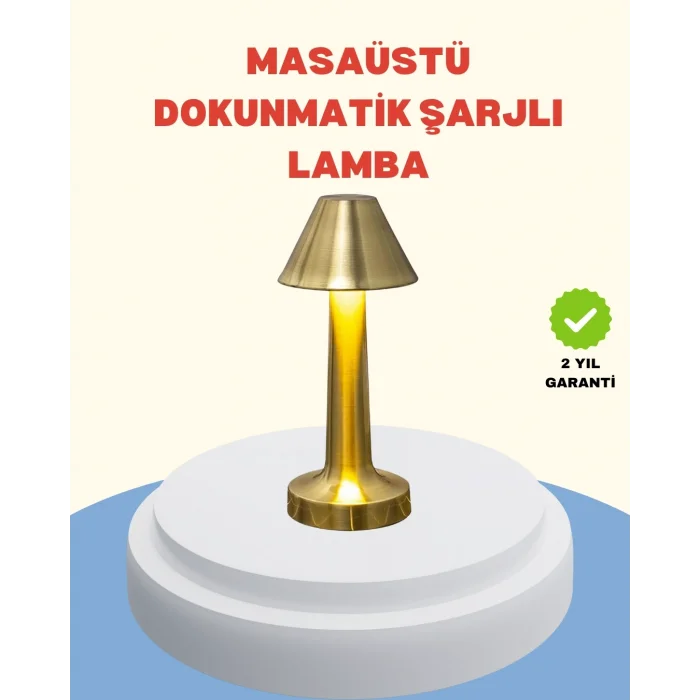 BUĞZ Şarjlı Masa Lambası 3 Işık Modu Kademesiz Karartma Metal Gövde