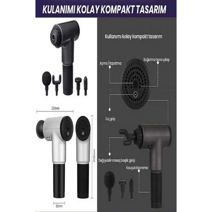 BUĞZ Şarjlı masaj tabancası gri renk vücut rahatlatıcı titreşimli masaj aleti - Süpermarket