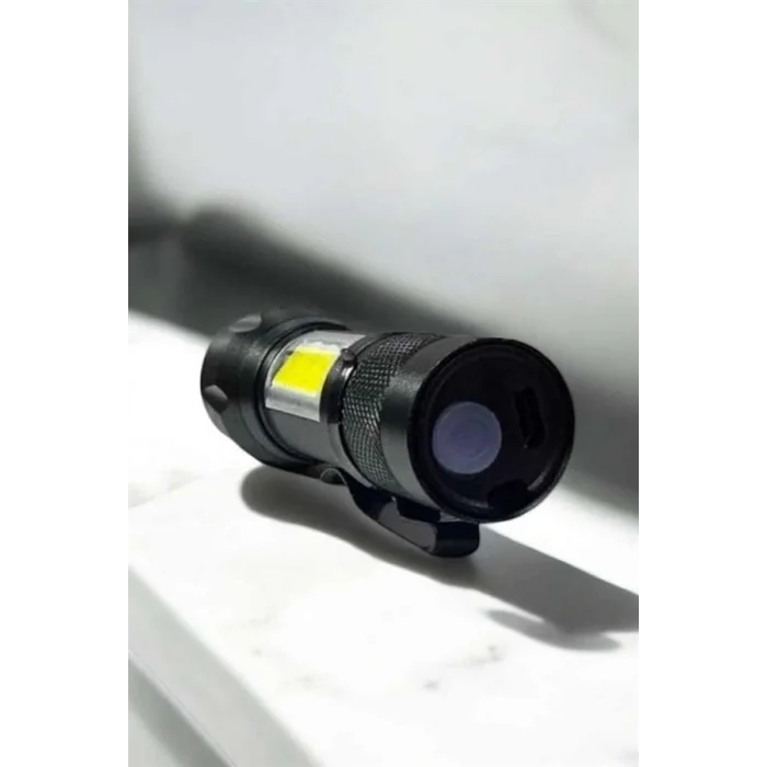 BUĞZ Şarjlı Metal Zoomlu El Feneri Işıldak Led Işık Taşınabilir El Lambası