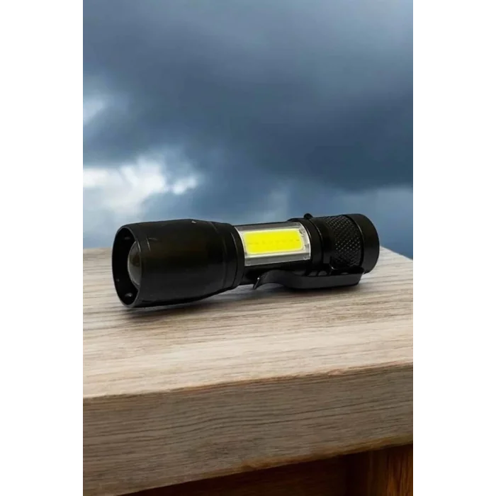  Şarjlı Metal Zoomlu El Feneri Işıldak Led Işık Taşınabilir El Lambası