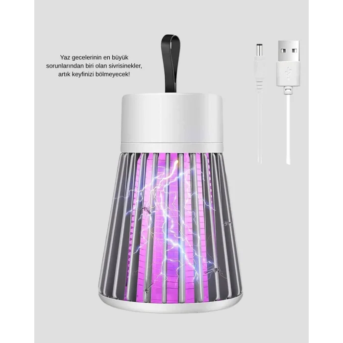 BUĞZ Şarjlı Mor Işıklı Sivrisinek Öldürücü Lamba – Sessiz ve Kimyasal İçermez - Lisinya