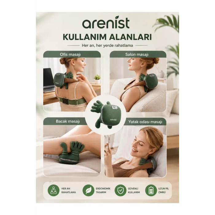 BUĞZ Şarjlı Parmak Hissi Masaj Cihazı Isıtmalı Boyun Sırt Omuz Bacak Kullanımı Rahat Model