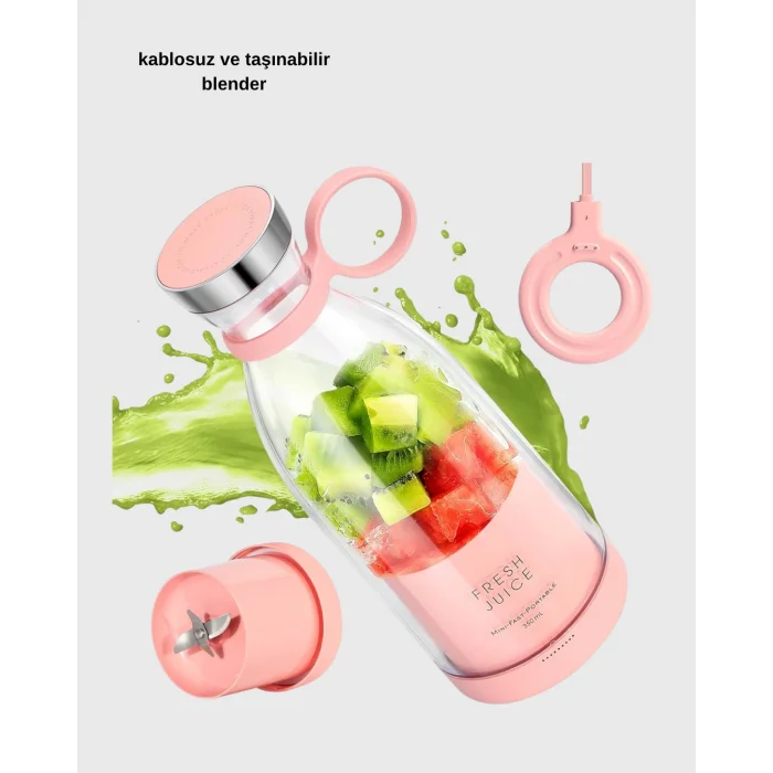 BUĞZ Şarjlı Portatif Blender – Gıda Sınıfı Malzeme, 10 Kullanımlık Pil, Mini Boy ve Hafif Tasarım - Lisinya