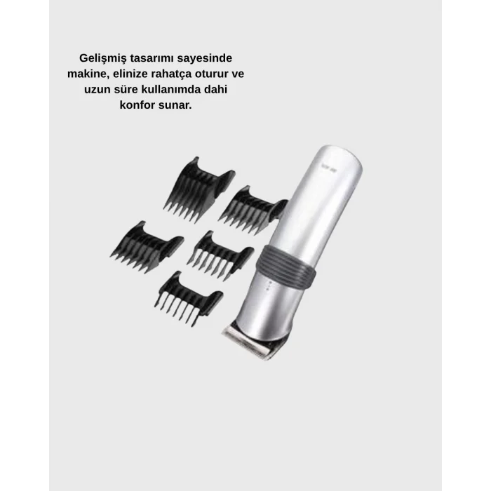BUĞZ Şarjlı Saç ve Sakal Kesme Makinesi – Paslanmaz Çelik Bıçak, Ayarlanabilir Başlık - Lisinya